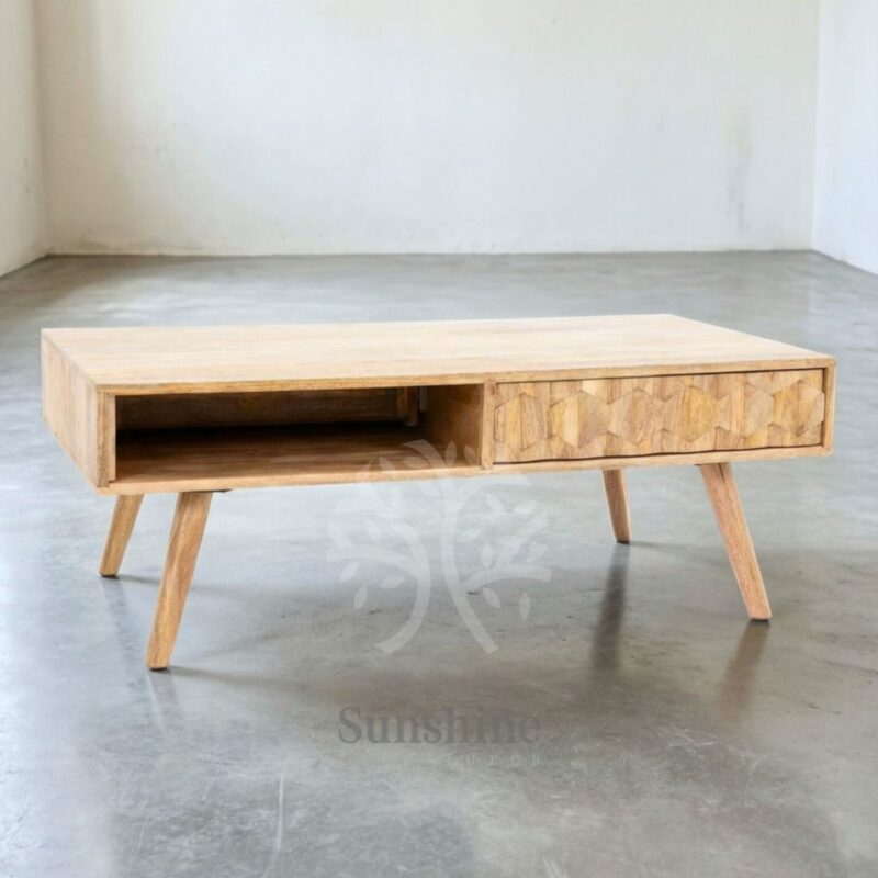 Scandinavian coffee table with drawer
