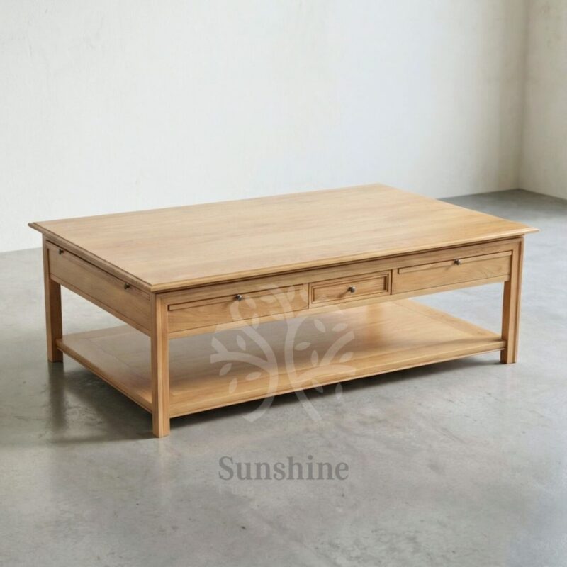 Japandi coffee table with shelf