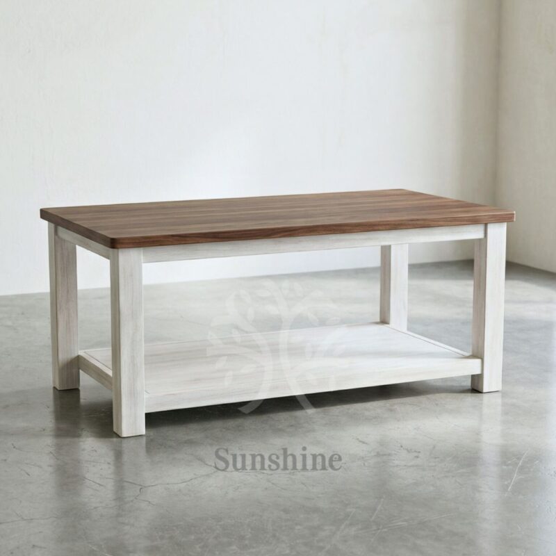 Scandinavian white wood coffee table