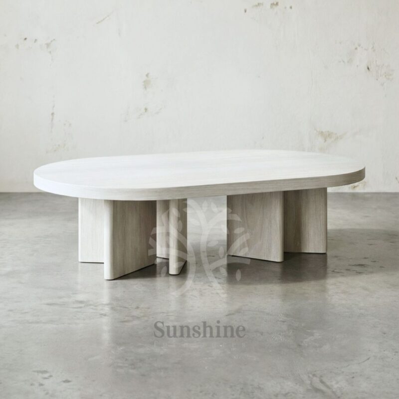 Scandinavian round white coffee table