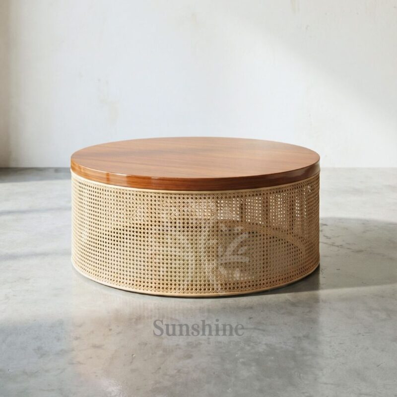 Japandi rattan coffee table