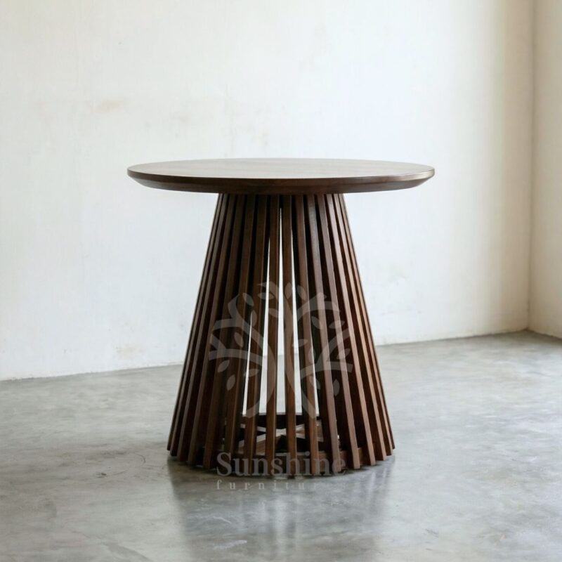 Japandi solid wood cone side table