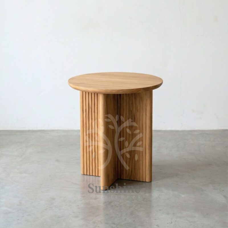Japandi artistic wood side table