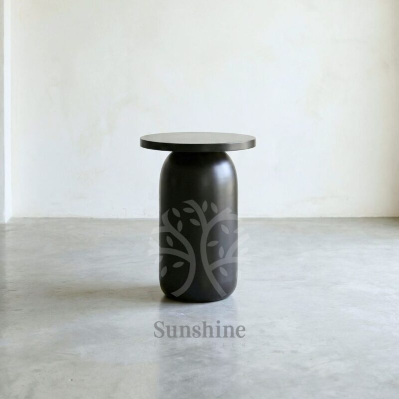 Japandi sculptural black side table