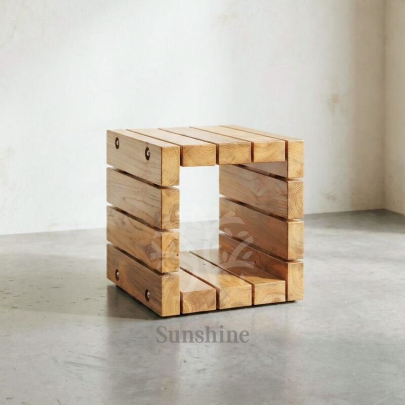 Industrial rustic cube side table