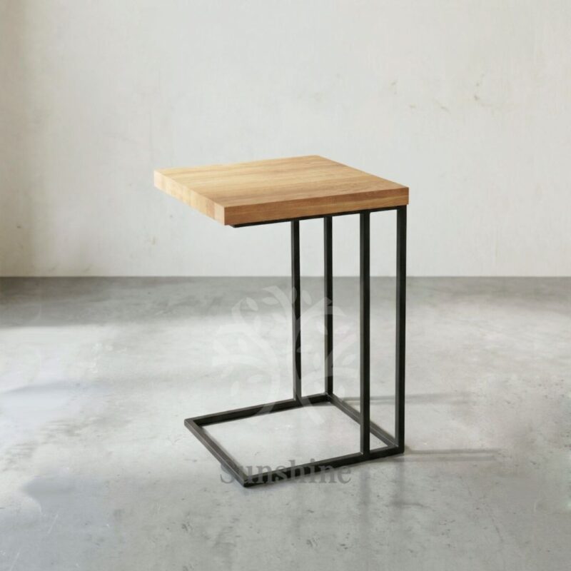 Industrial C shape side table