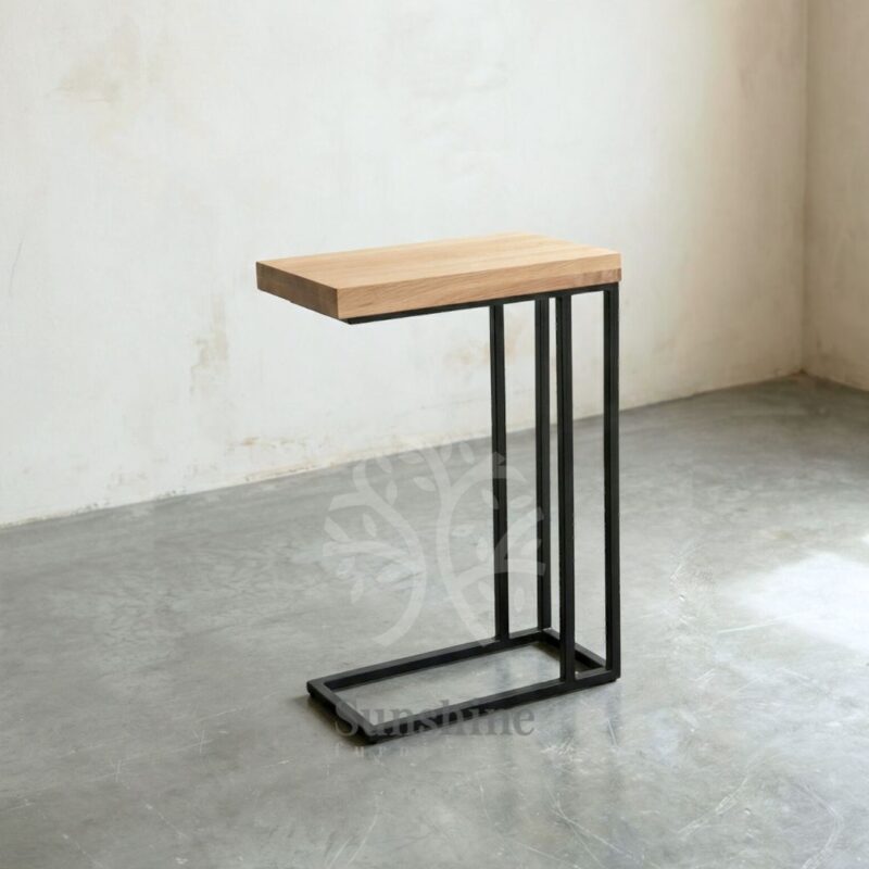 Industrial wood metal side table