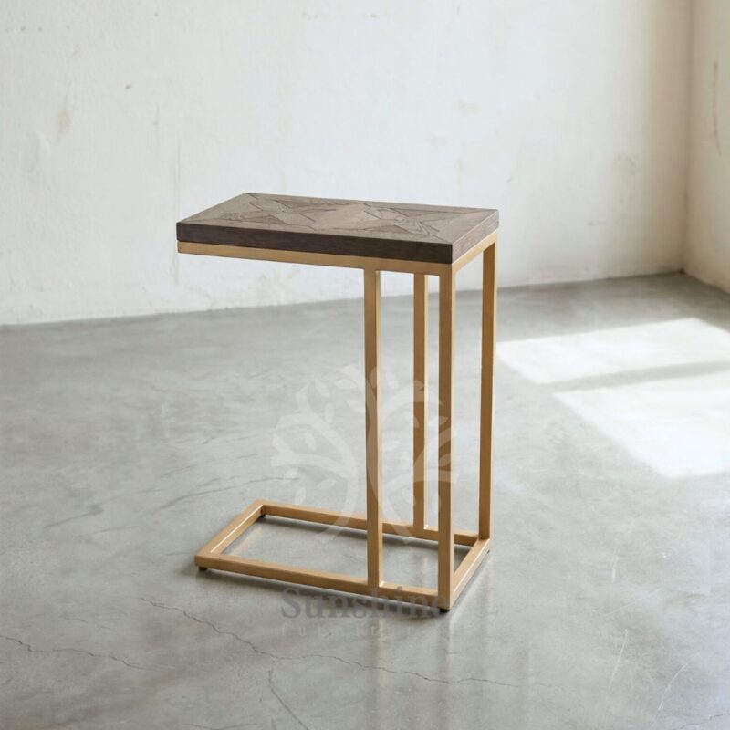 Industrial gold frame side table