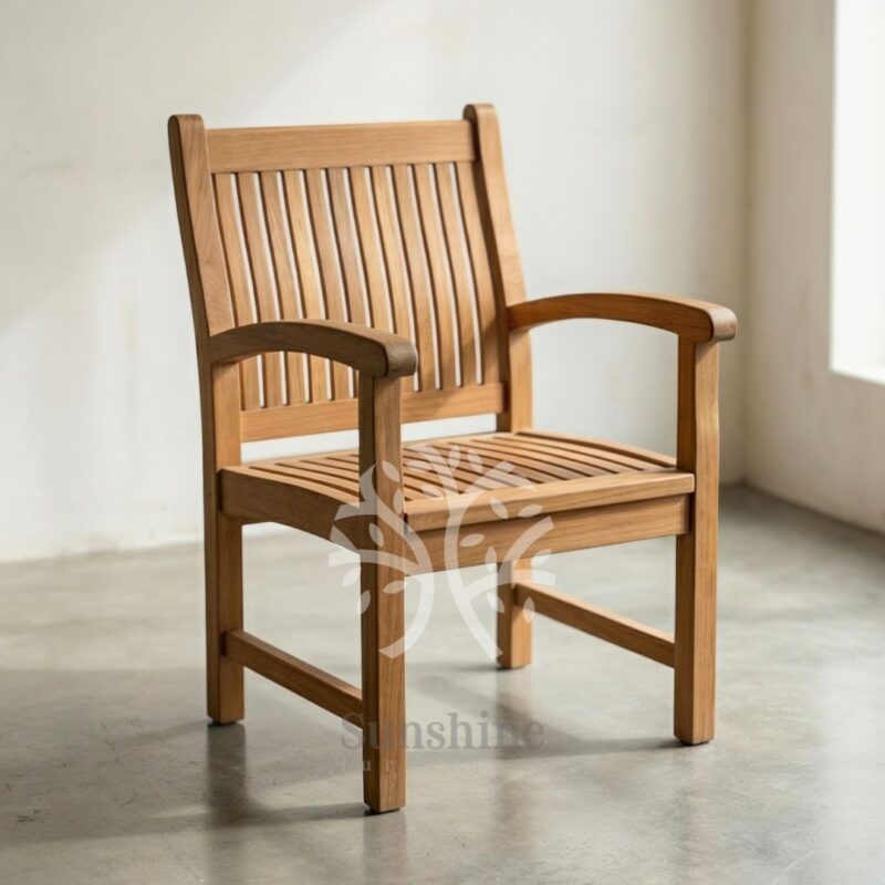 Standard teak slat back armchair