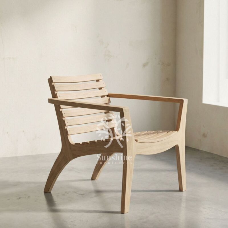 Mid-century modern teak lounge chair curved