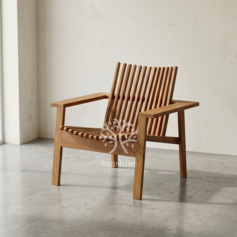 Mid-century modern teak slat back chair